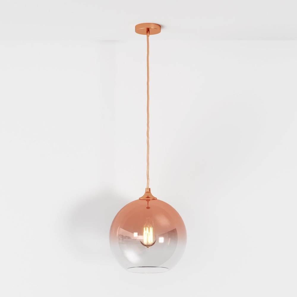 Glass Globe Pendant Light with Metal Dome Top