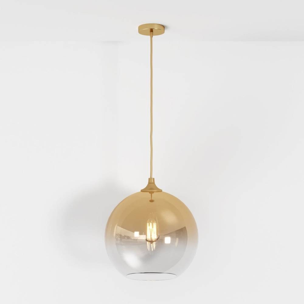 Glass Globe Pendant Light with Metal Dome Top