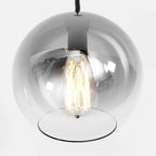 Glass Globe Pendant Light with Metal Dome Top