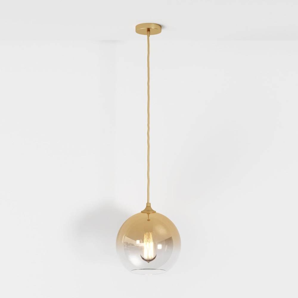 Glass Globe Pendant Light with Metal Dome Top