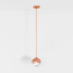 Glass Globe Pendant Light with Metal Dome Top