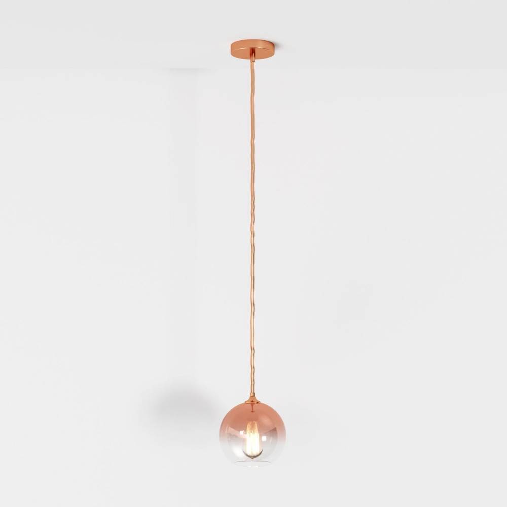 Glass Globe Pendant Light with Metal Dome Top