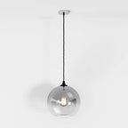 Glass Globe Pendant Light with Metal Dome Top