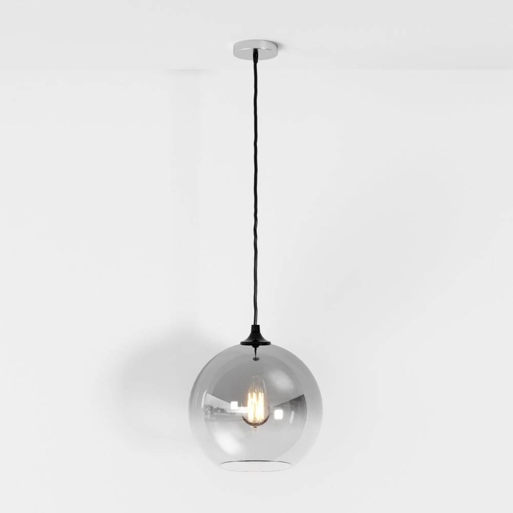 Glass Globe Pendant Light with Metal Dome Top