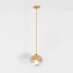 Glass Globe Pendant Light with Metal Dome Top