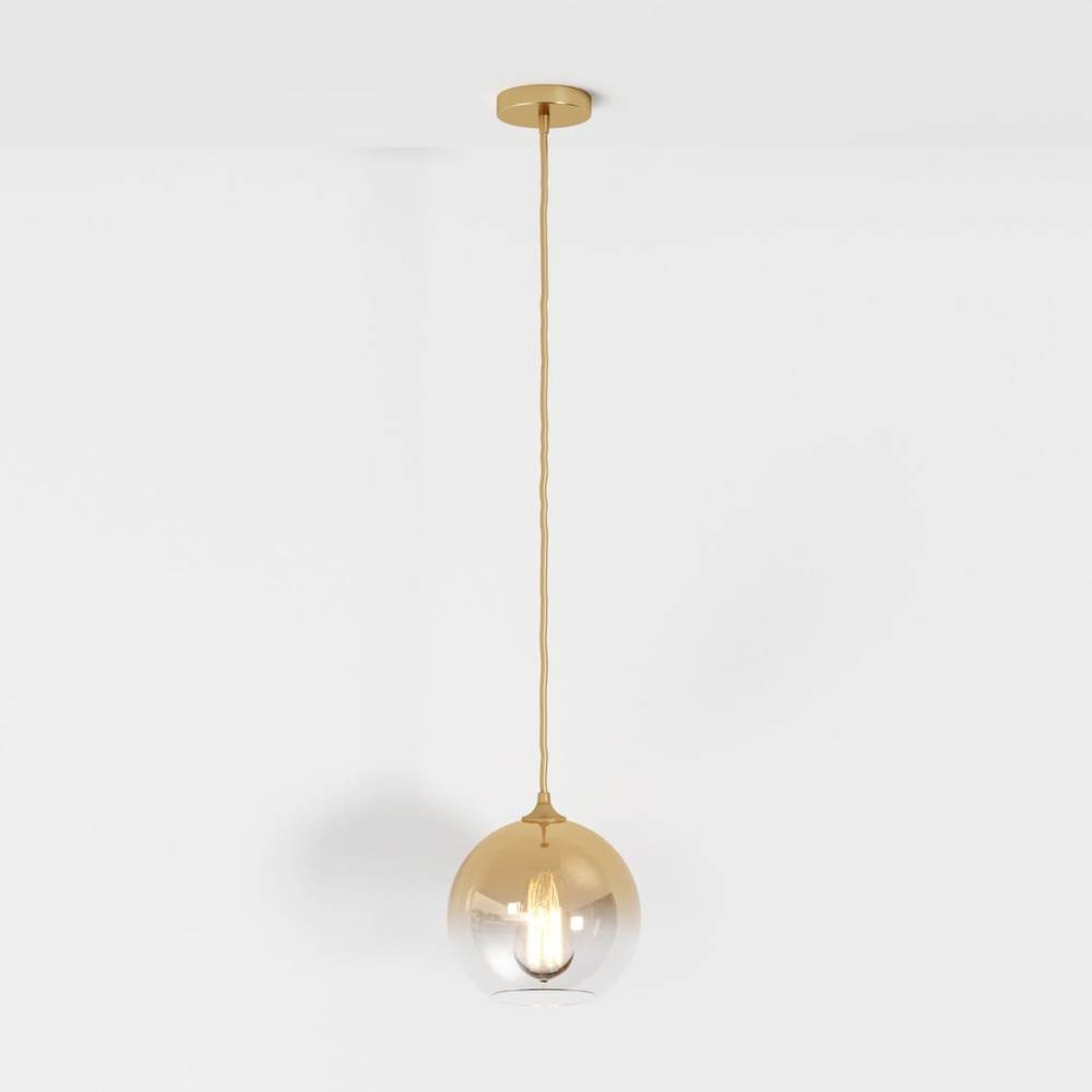 Glass Globe Pendant Light with Metal Dome Top