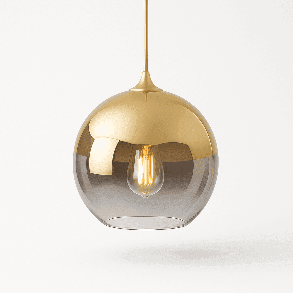 Glass Globe Pendant Light with Metal Dome Top