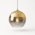 Glass Globe Pendant Light with Metal Dome Top