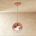 Glass Globe Pendant Light with Metal Dome Top