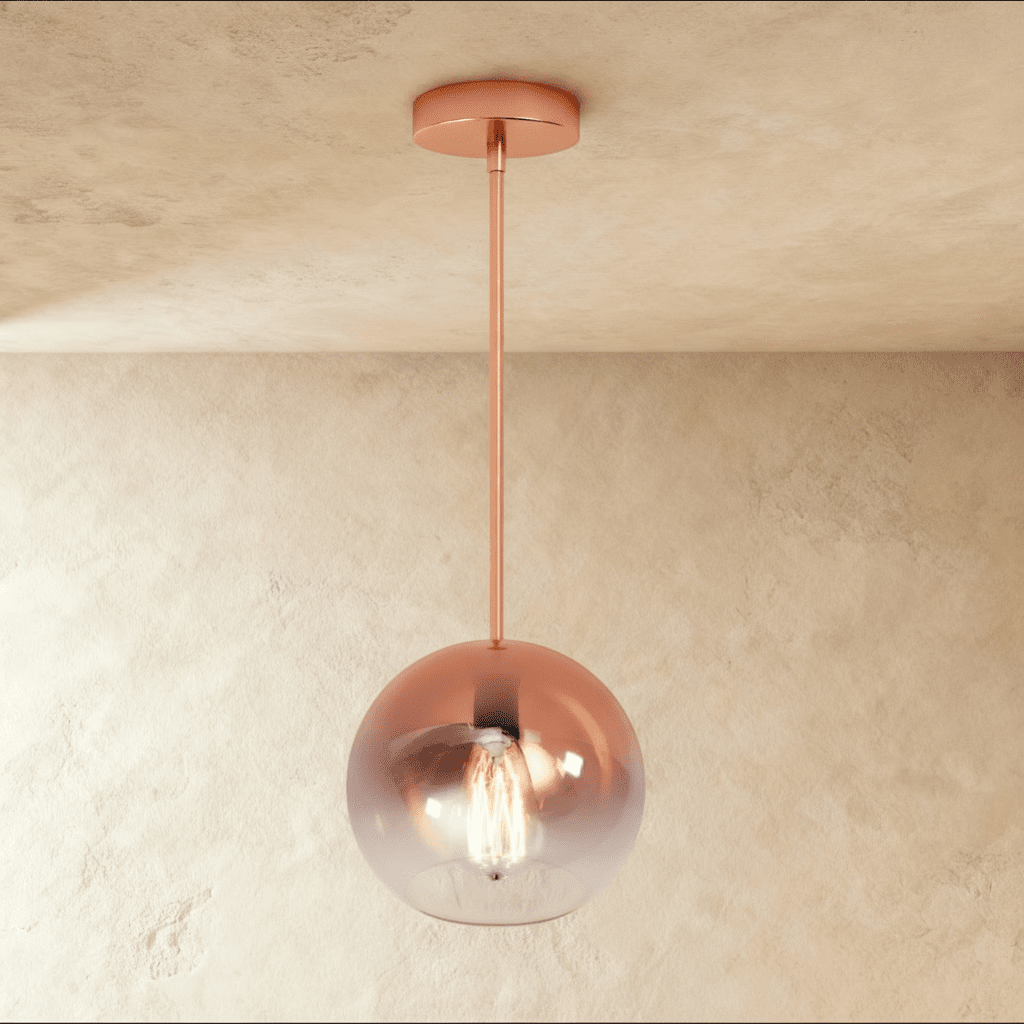 Glass Globe Pendant Light with Metal Dome Top
