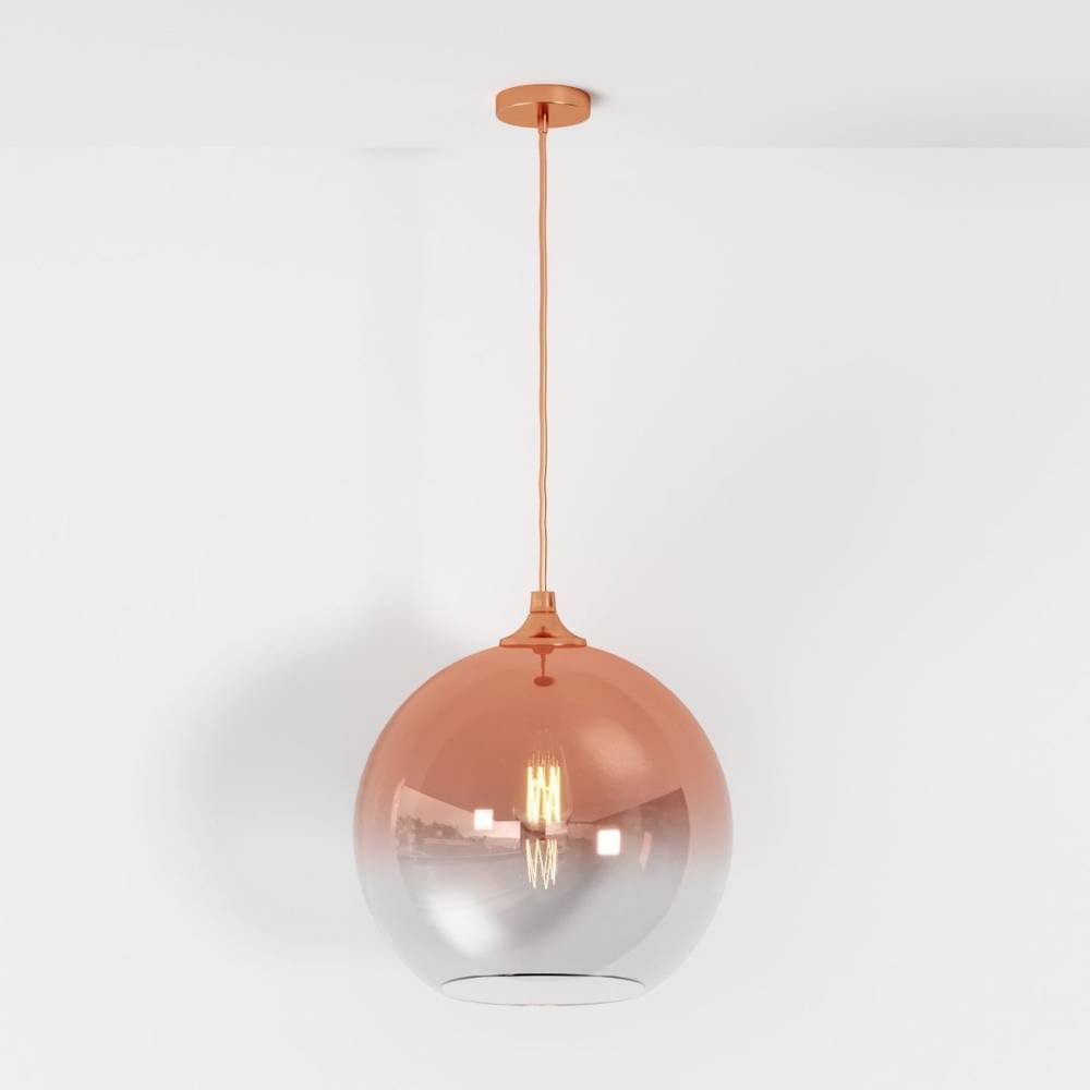 Glass Globe Pendant Light with Metal Dome Top