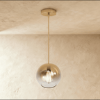 Glass Globe Pendant Light with Metal Dome Top