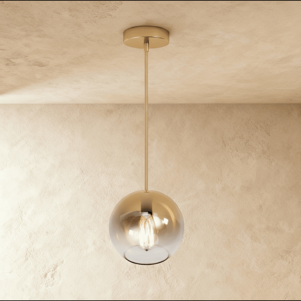 Glass Globe Pendant Light with Metal Dome Top