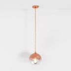 Glass Globe Pendant Light with Metal Dome Top