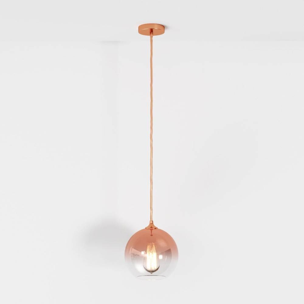 Glass Globe Pendant Light with Metal Dome Top
