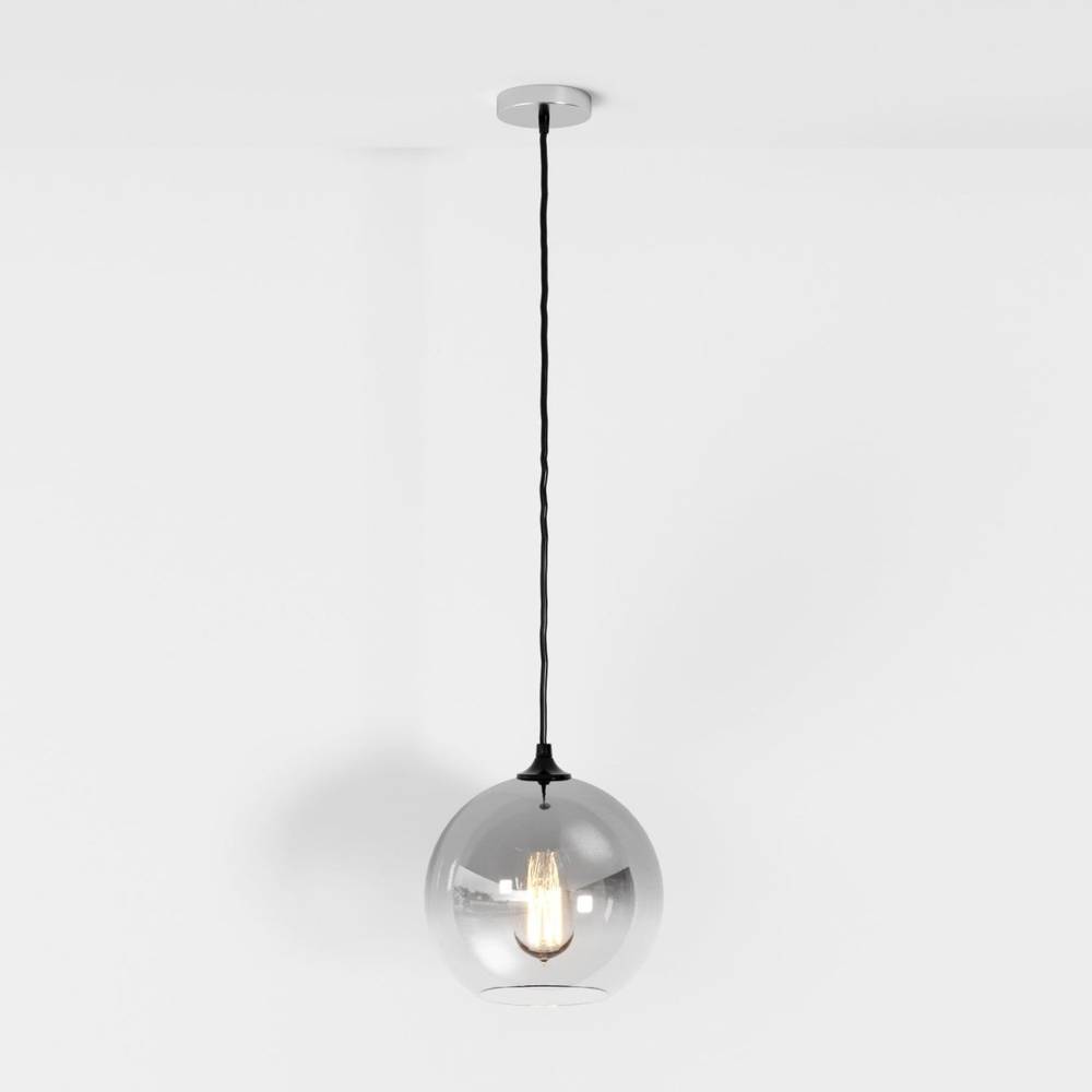 Glass Globe Pendant Light with Metal Dome Top