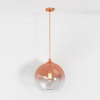 Glass Globe Pendant Light with Metal Dome Top
