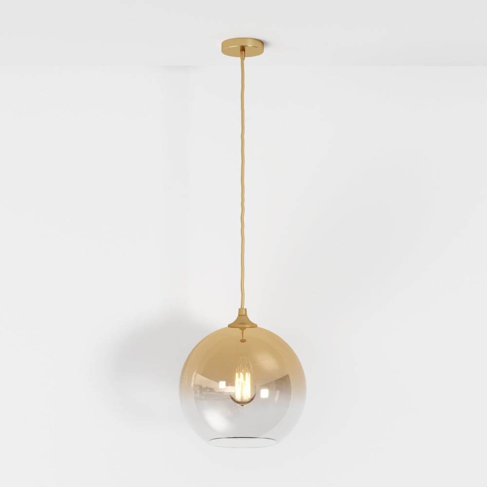 Glass Globe Pendant Light with Metal Dome Top