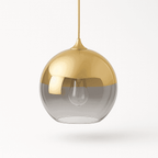 Glass Globe Pendant Light with Metal Dome Top