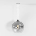 Glass Globe Pendant Light with Metal Dome Top