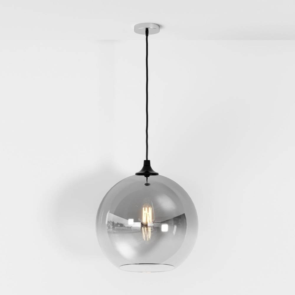 Glass Globe Pendant Light with Metal Dome Top