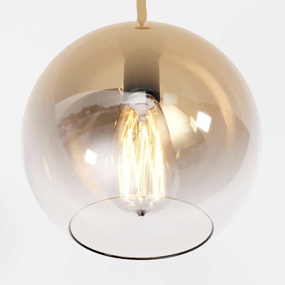 Glass Globe Pendant Light with Metal Dome Top