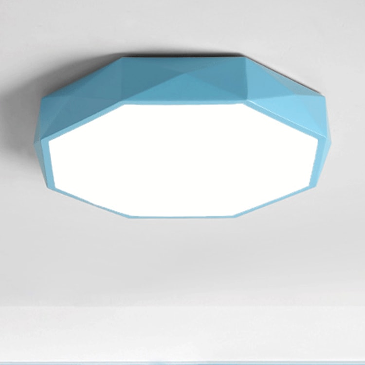 Geometric LED Flush Mount Ceiling Light with Colorful Octagon Metal Frame