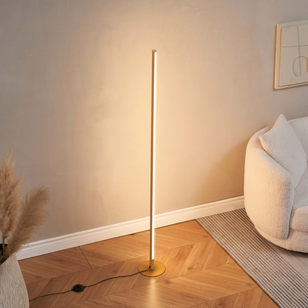 Slim Dimmable LED Light Bar Floor Lamp with Foot Switch