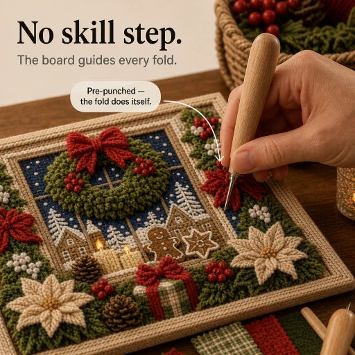 Pre-Punched Christmas Yarn Art Craft Kit with Wooden Tool for Holiday Decor