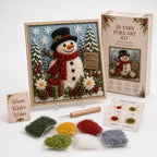 Pre-Punched Christmas Yarn Art Craft Kit with Wooden Tool for Holiday Decor