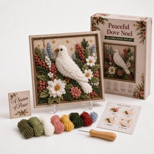 Pre-Punched Christmas Yarn Art Craft Kit with Wooden Tool for Holiday Decor