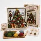 Pre-Punched Christmas Yarn Art Craft Kit with Wooden Tool for Holiday Decor