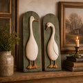 Handcrafted Rustic Goose Wall Art Set with Weathered Wood Panels