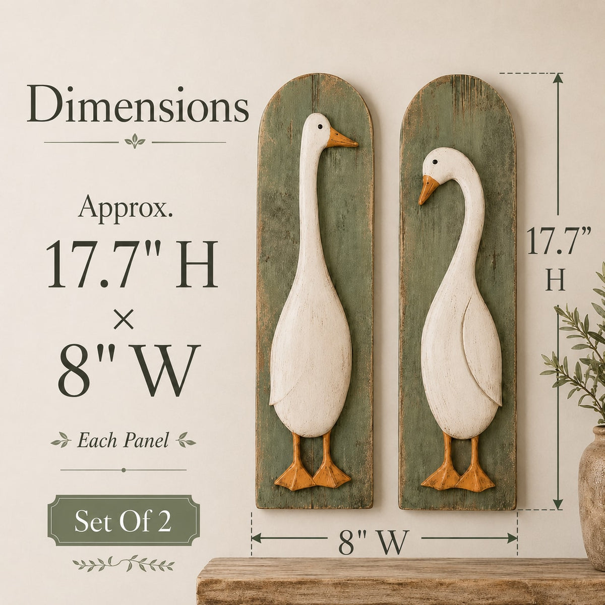 Handcrafted Rustic Goose Wall Art Set with Weathered Wood Panels