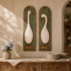 Handcrafted Rustic Goose Wall Art Set with Weathered Wood Panels