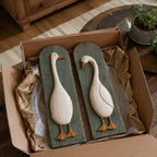 Handcrafted Rustic Goose Wall Art Set with Weathered Wood Panels