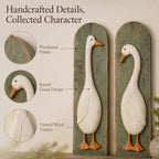 Handcrafted Rustic Goose Wall Art Set with Weathered Wood Panels