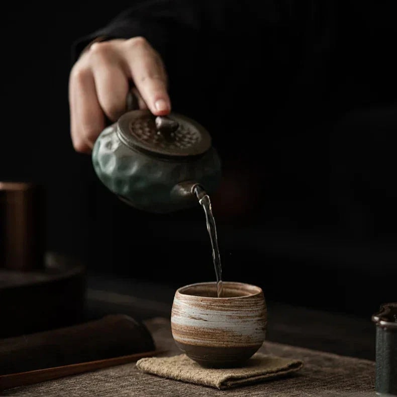 Handmade Stoneware Espresso Cup with Rustic Reactive Glaze