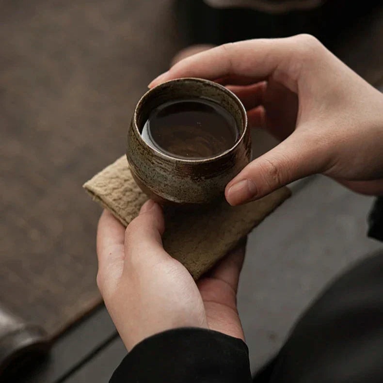 Handmade Stoneware Espresso Cup with Rustic Reactive Glaze