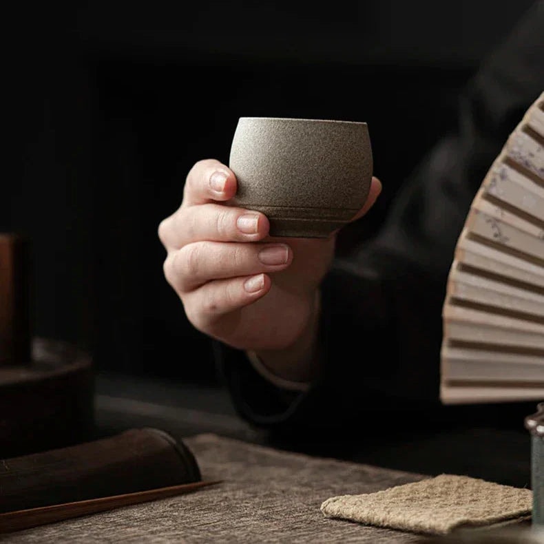 Handmade Stoneware Espresso Cup with Rustic Reactive Glaze