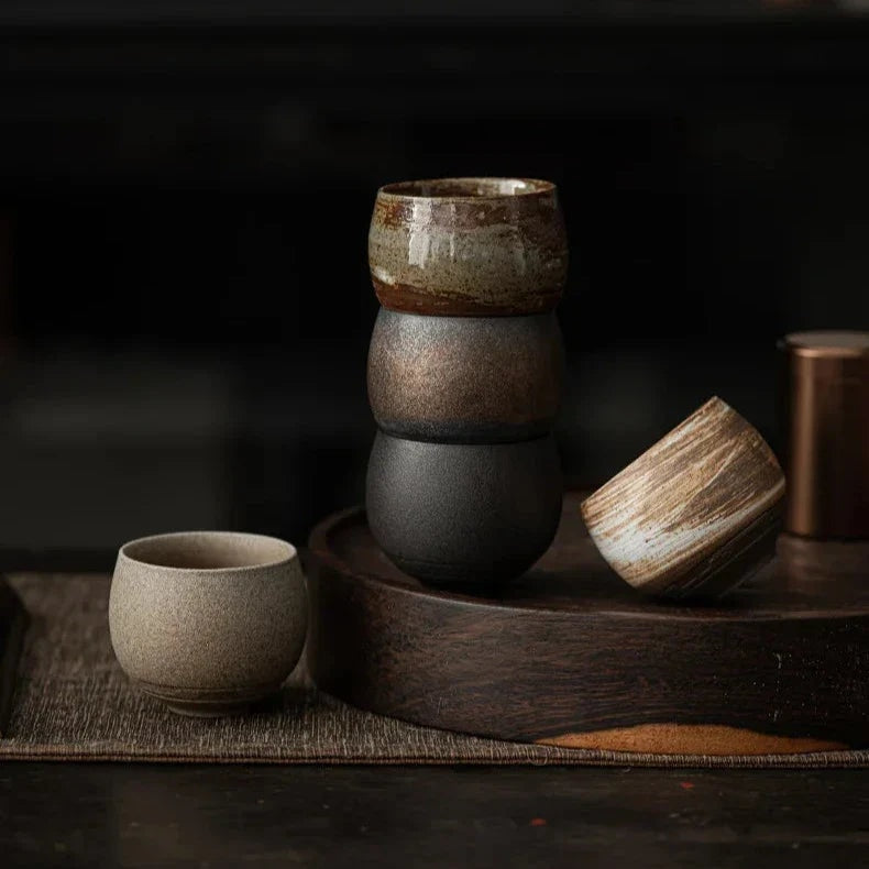 Handmade Stoneware Espresso Cup with Rustic Reactive Glaze