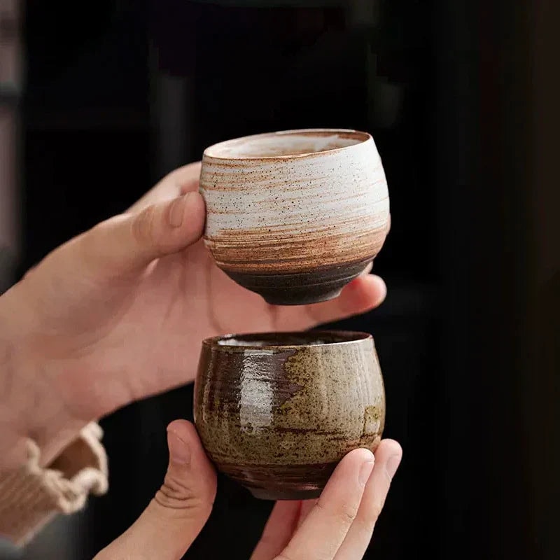 Handmade Stoneware Espresso Cup with Rustic Reactive Glaze