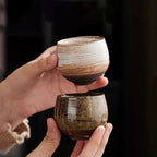 Handmade Stoneware Espresso Cup with Rustic Reactive Glaze