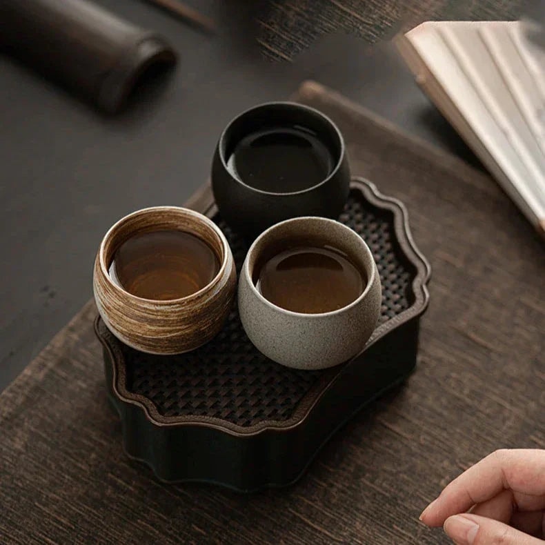 Handmade Stoneware Espresso Cup with Rustic Reactive Glaze