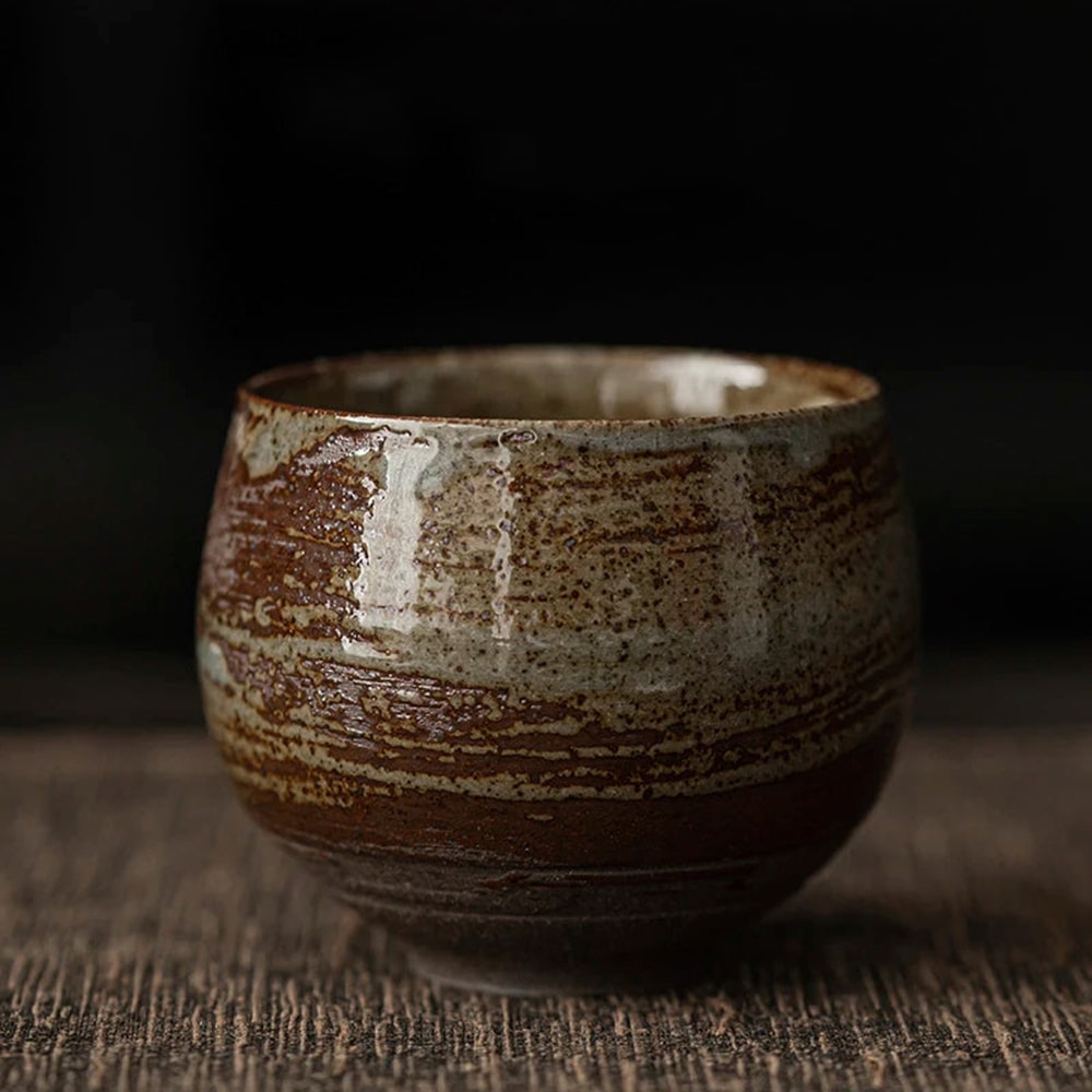Handmade Stoneware Espresso Cup with Rustic Reactive Glaze