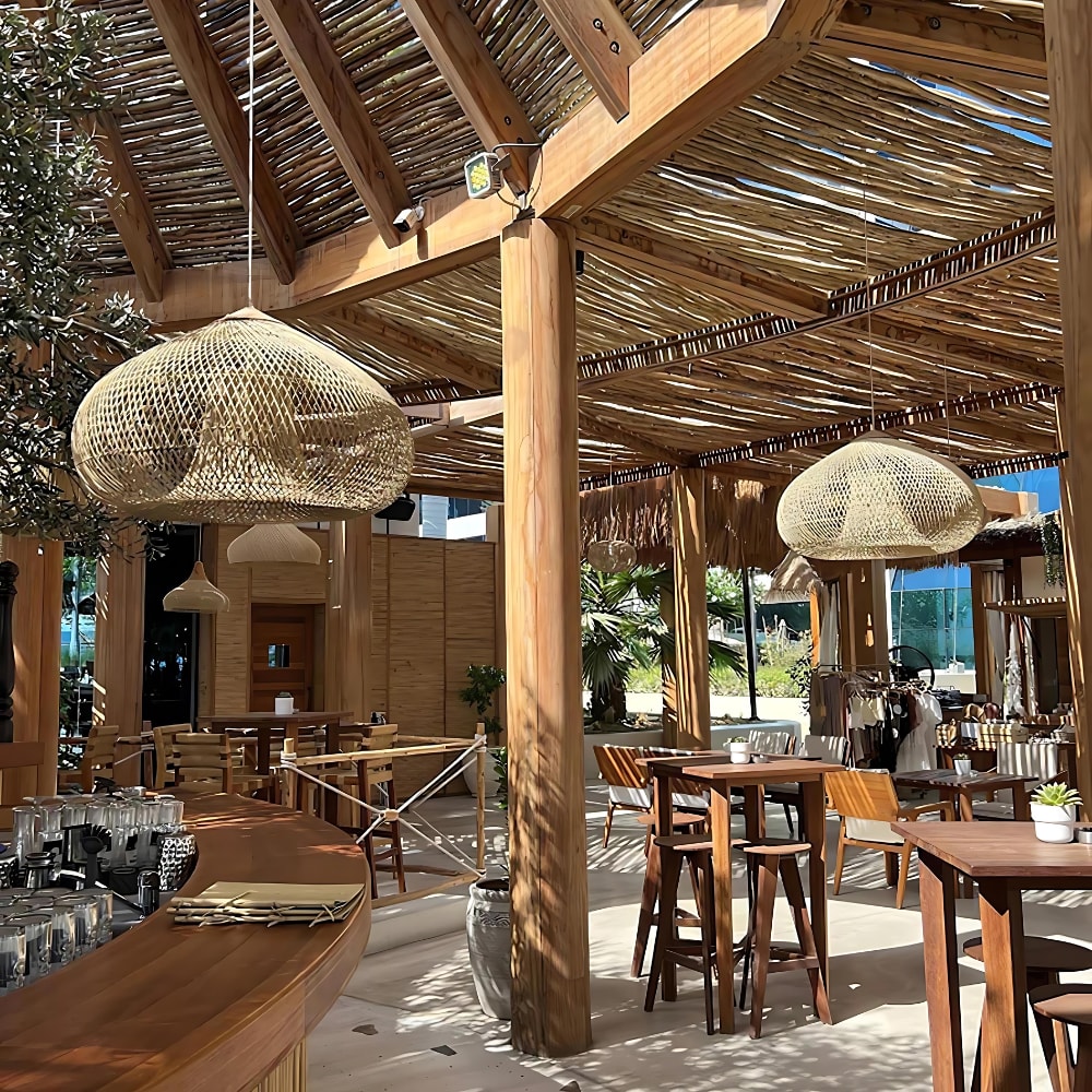 Handwoven Rattan Pendant Light with Woven Dome Shade for Dining Room