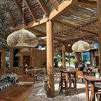 Handwoven Rattan Pendant Light with Woven Dome Shade for Dining Room