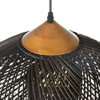 Handwoven Rattan Pendant Light with Woven Dome Shade for Dining Room