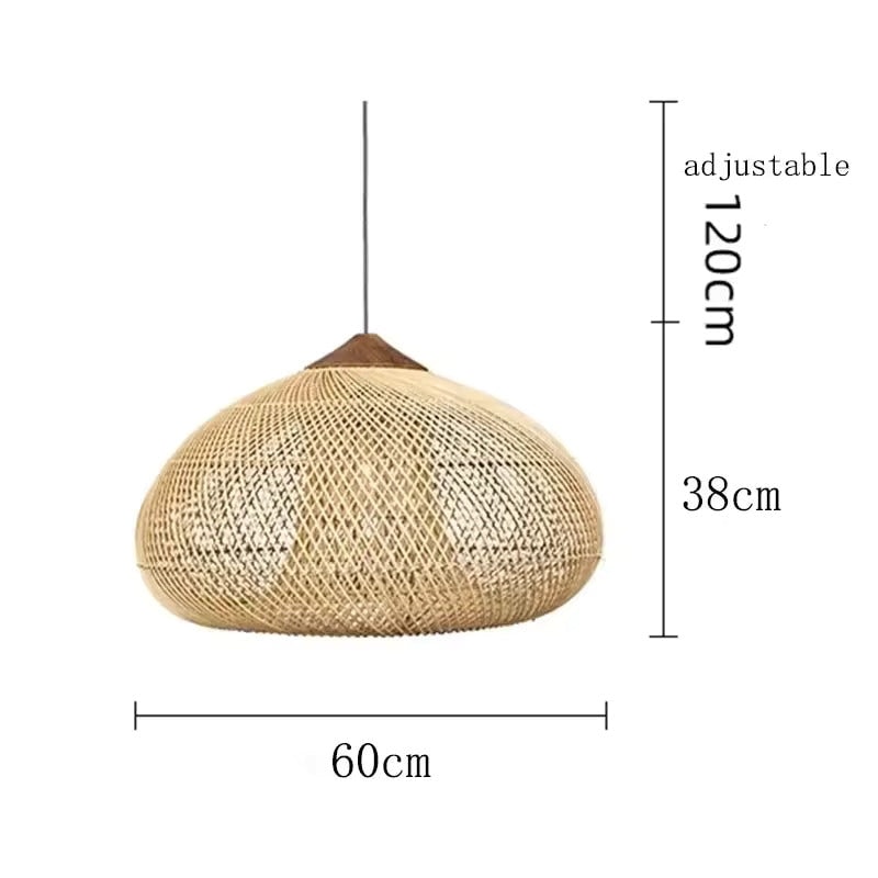 Handwoven Rattan Pendant Light with Woven Dome Shade for Dining Room