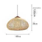 Handwoven Rattan Pendant Light with Woven Dome Shade for Dining Room